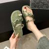 Niche Flat-bottomed Slippers for Women's Outerwear 2025 Summer New Fashion Casual Cover Toe Beach Sandals Versatile
