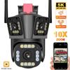 LS VISION 5K 12MP Security Camera WiFi 10X Zoom Outdoor Three Lens PTZ CCTV Monitor 2K Auto Tracking Protection Three Screen Surveillance