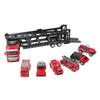 32cm Car Carrier Truck for Boys with 6 Small Car Vivid Separable Pull Back Fire Truck Car Carrier