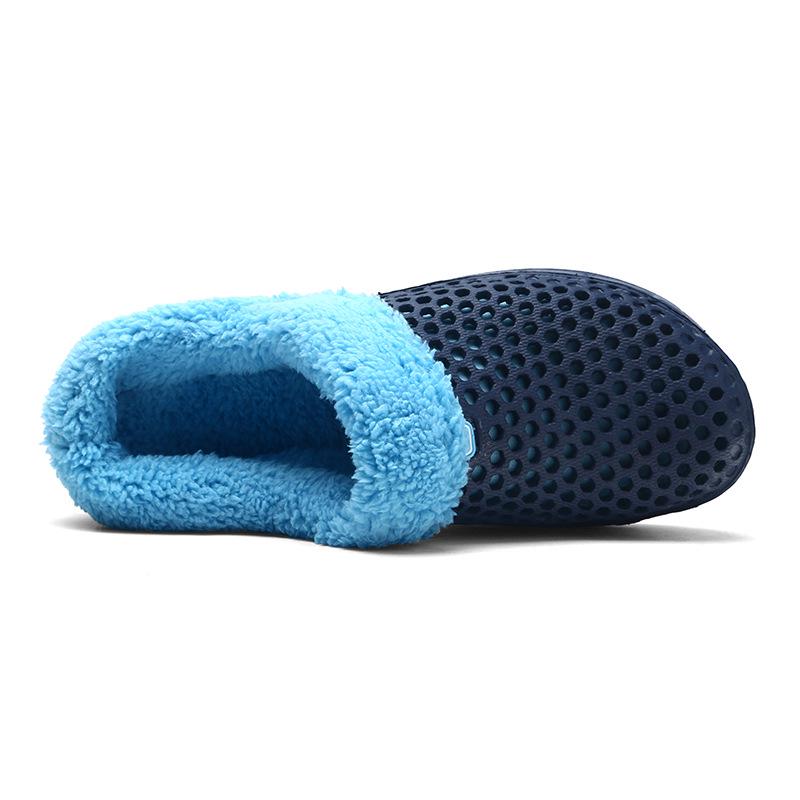 Plus Size 45 Fleece-Lined Thick-Soled Slippers for Couples - Slip-On Clog Shoes with Heel Cover for Men.