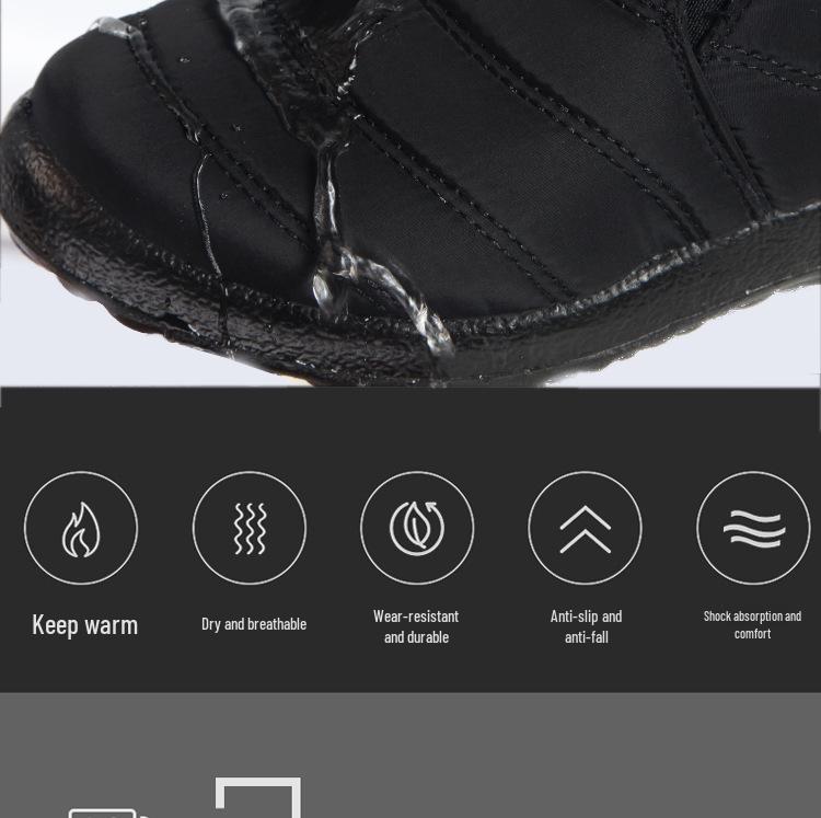 Unisex Plus Size Fleece-Lined Cotton Snow Boots for Middle-Aged & Elderly - Warm, Slip-On, Low-Cut Design