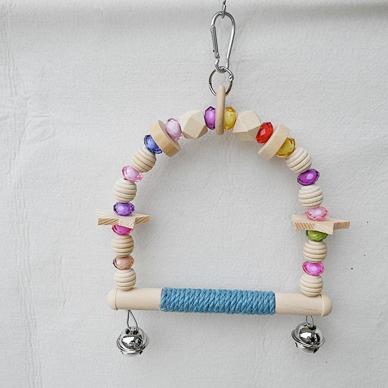 Bird Toy Comfortable Swing with Hemp Rope Wooden Standing Pole Building Blocks Chewing and Grinding Teeth Supplies