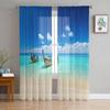 Blue Caribbean Sea Tulle Sheer Curtains for Living Room Decoration Curtain for the Room Bedroom Kitchen Voile Organza Curtains