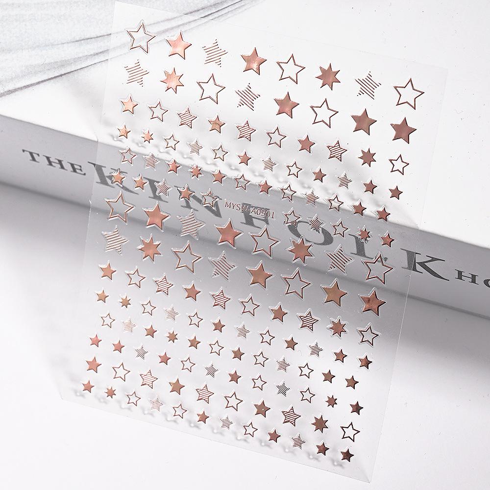 9-Color Pentagram Nail Art Sticker, Laser Gold, Silver, Red Plastic Nail Art Sticker, Color Nail Art Decorative Sticker.