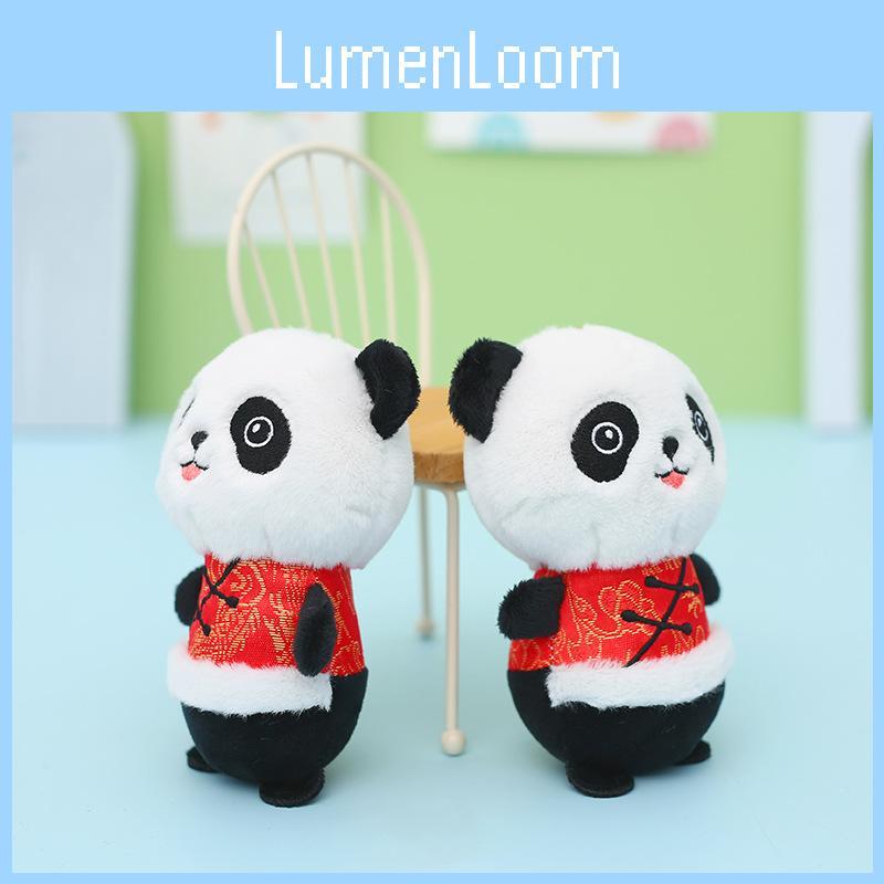 Adorable Plush Panda Keychain With Traditional Costume 12cm Snow Mink Fur