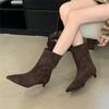 Eilyken Винтажные женские ботильоны с острым носком, дизайнерские туфли на тонком низком каблуке, современные короткие ботинки осень-зима
