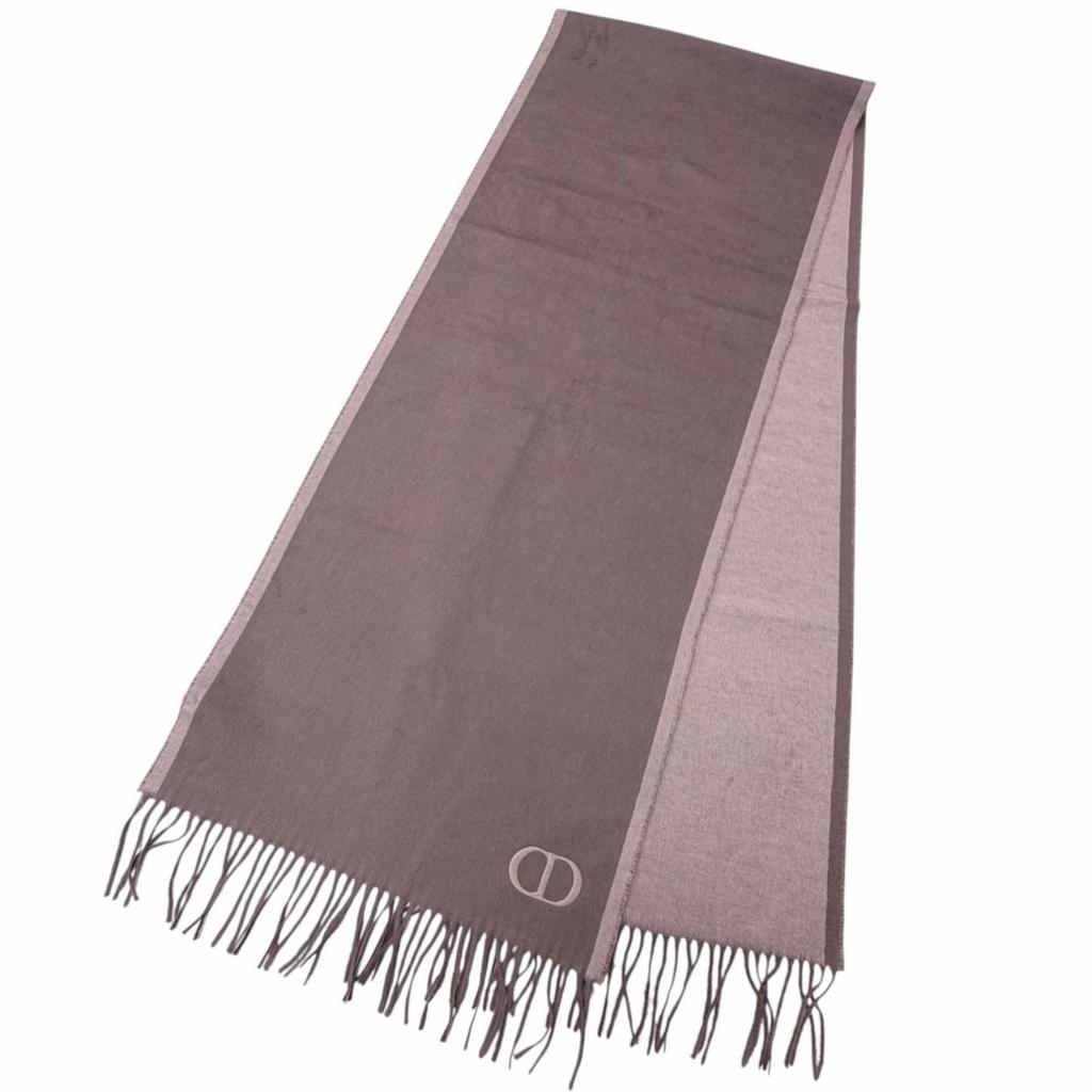 Pristine DIOR Stall CD logo embroidered fringe scarf Pink silk mens 93C0015DH001 Used
