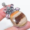 Natural Polychrome Jasper, Kunzite 925 Sterling Silver Pendant 2.52" E8n29