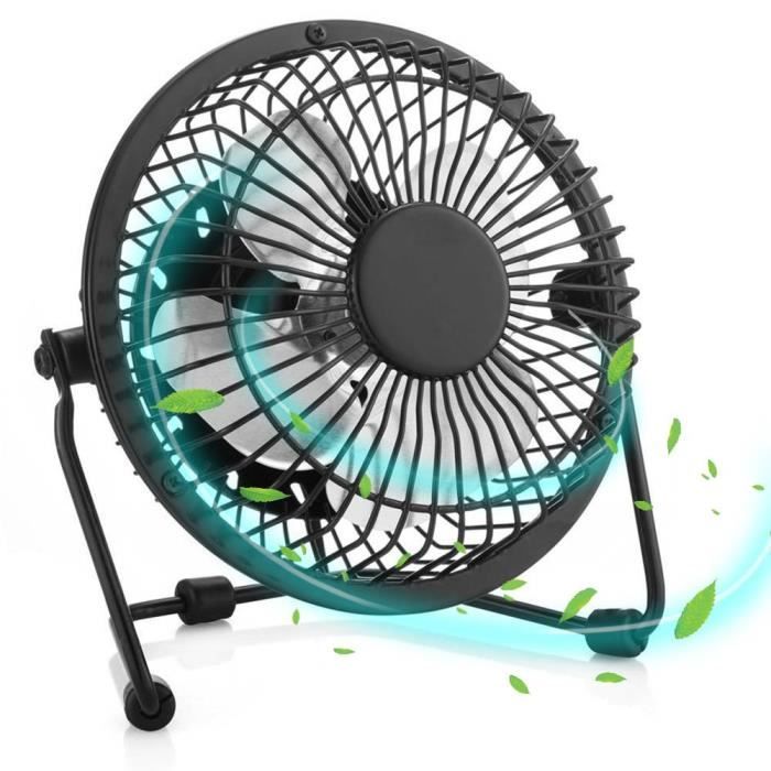 Mini USB Table Fan PC Silent Cooling 360° Pivoting Black