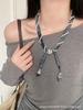 Cashew flower wrapped pearl silk scarf neck necklace female art student unique beautiful neck accessories long sweater chain