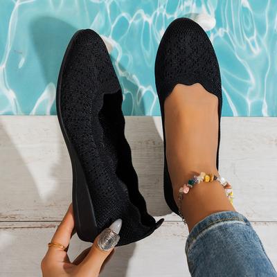 Женские модные туфли большого размера с круглым носком и плоским каблуком, неглубокие и удобные туфли с плетеной подошвой