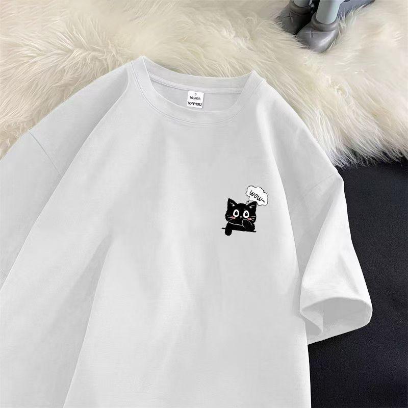 Футболка из хлопка с коротким рукавом, женская, свободная, модная, со средним рукавом, летняя, винтажная футболка