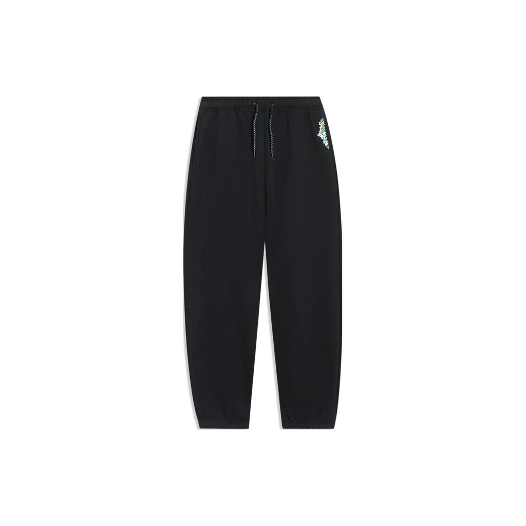 Li-Ning SS23 Logo Embroidered Cuffed Loose Sports Pants Men Bottoms Black AKLT229-2