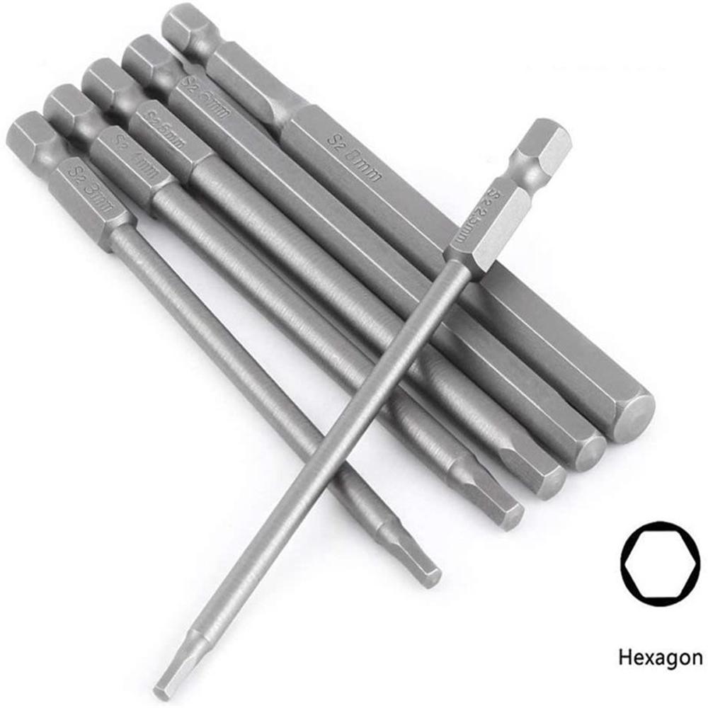100mm 8pcs Hex Head Allen Wrench Drill Bits Set SAE Metric Allen Electric Hexagonal Bit Screwdriver Socket Bit Power Tool Parts