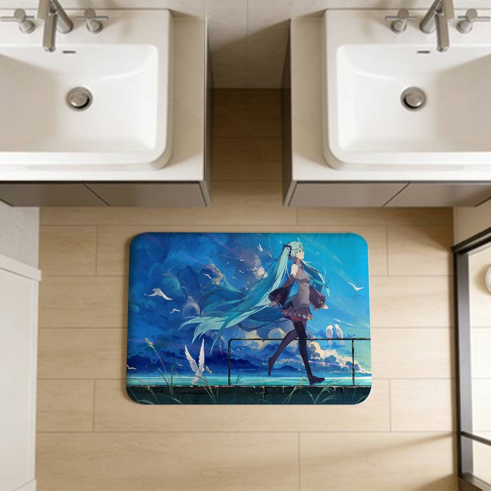 Music H-Hatsune Girl M-Mikues Room Mats Retro Multiple Choice Living Room Kitchen Rug Non-Slip Welcome Rug