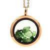 Stones and Minerals. Raw Tsavorite Garnet Necklace. 20 Mm Medallion Model. Color Rose Gold.