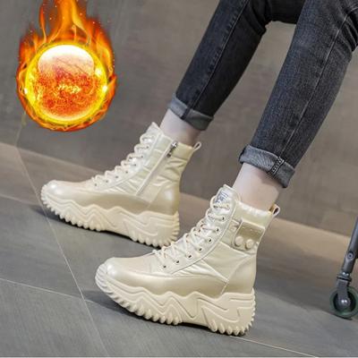 7 см высокие натуральная кожа платформа танкетка скрытые высокие каблуки женские ботильоны повседневные массивные кроссовки весна осень обувь