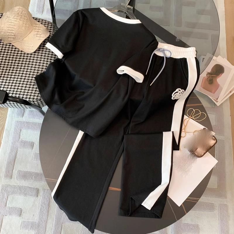 Summer Women's Sets Round Neck Short Sleeve T Shirt Pants Women Tracksuits Outfits