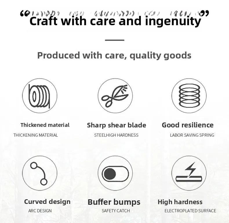 190 мм прямые секаторы с нескользящей ручкой из нержавеющей стали, ручные бытовые садовые ножницы для бонсай, секатор