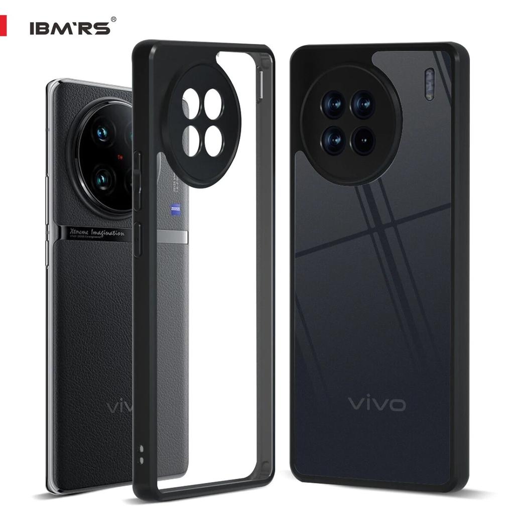 (В комплекте ремешок на запястье)Чехол IBMRS для vivo X90 Pro+, бампер, военный дизайн, твердая задняя часть, противоударный усовершенствованный защитный чехол - черный камуфляж