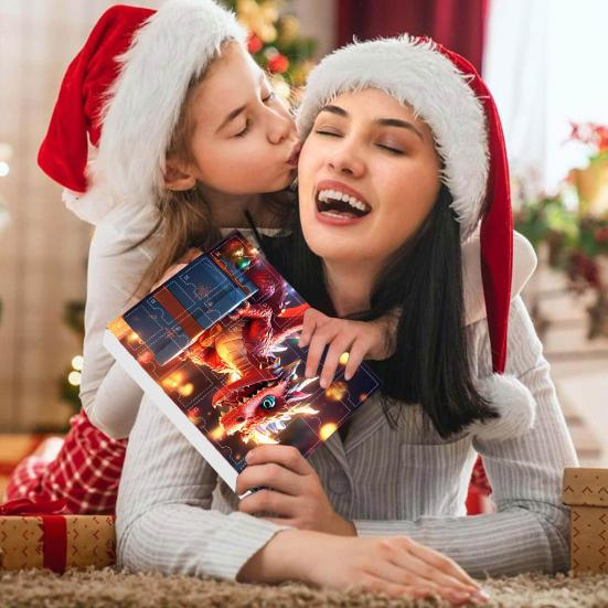 Адвент-календарь с драконом-малышом, 24-дневный календарь обратного отсчета до Рождества внутри, акриловый мультяшный дракончик