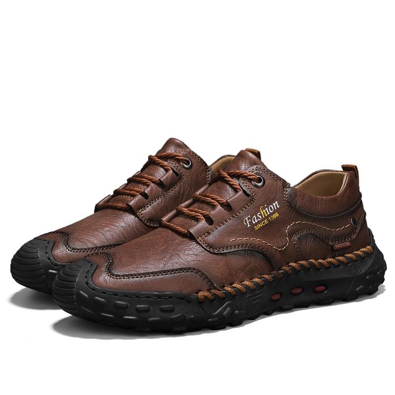 Модная мужская кожаная повседневная обувь, дышащая обувь ручной работы, мягкая рабочая обувь с низким верхом, кожаные ботильоны