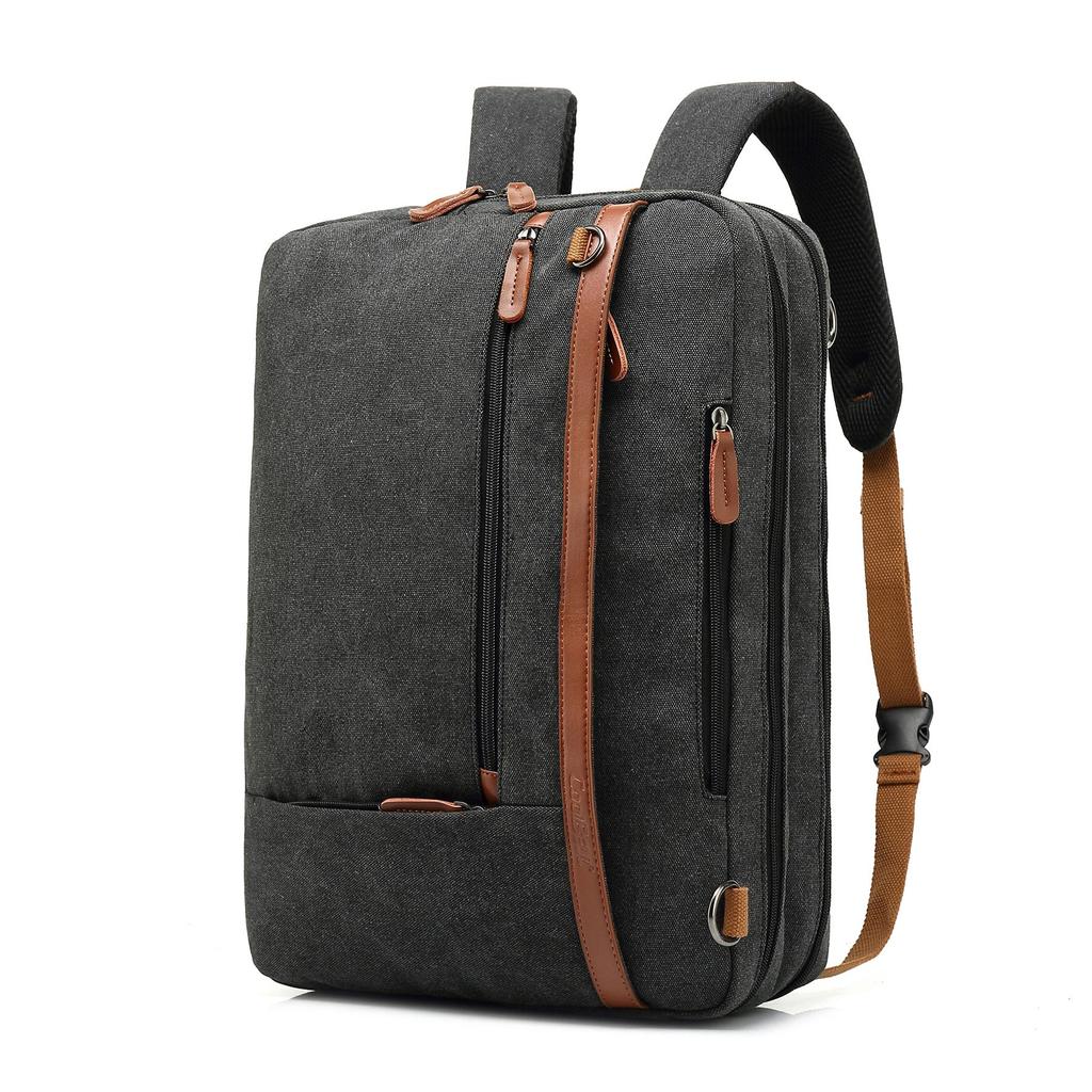 Men Backpacks Cool Bell Nylon/Canvas Male Backpack &Shoulder Bag& Messenger Bag& Handbag 15.6/17.3 Inch Black/Gray CB-5506