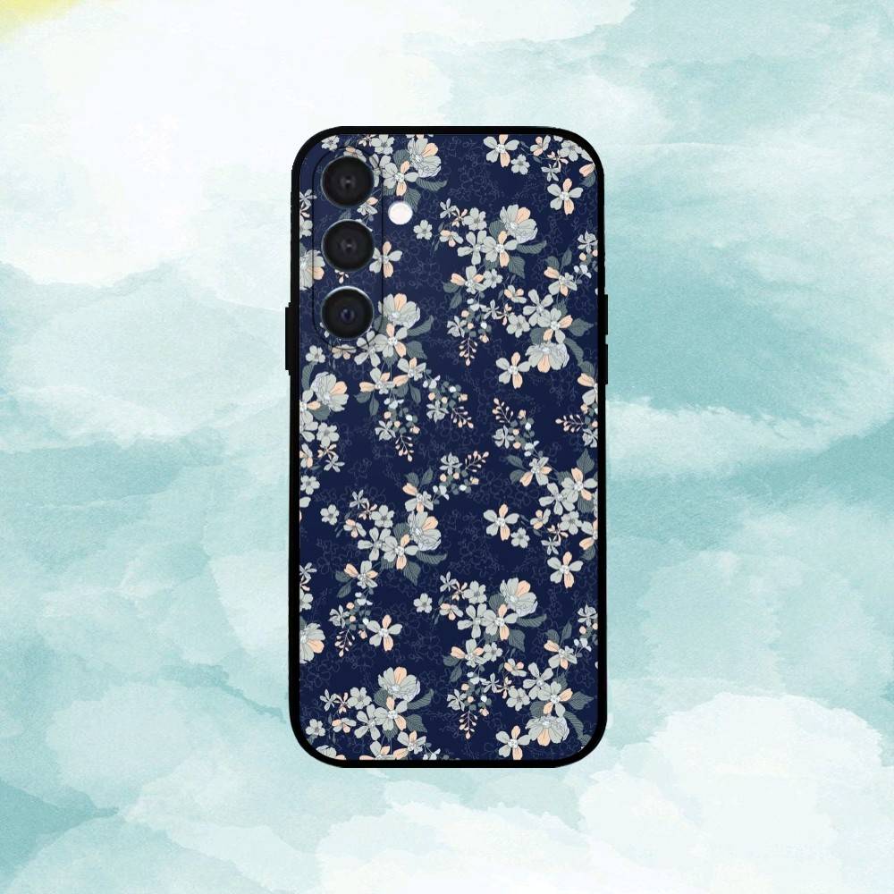 Чехол для телефона A-Art с цветами для Samsung A73,72,71,A52,51,40,41,A22,A32,31,A13, Мягкий черный корпус