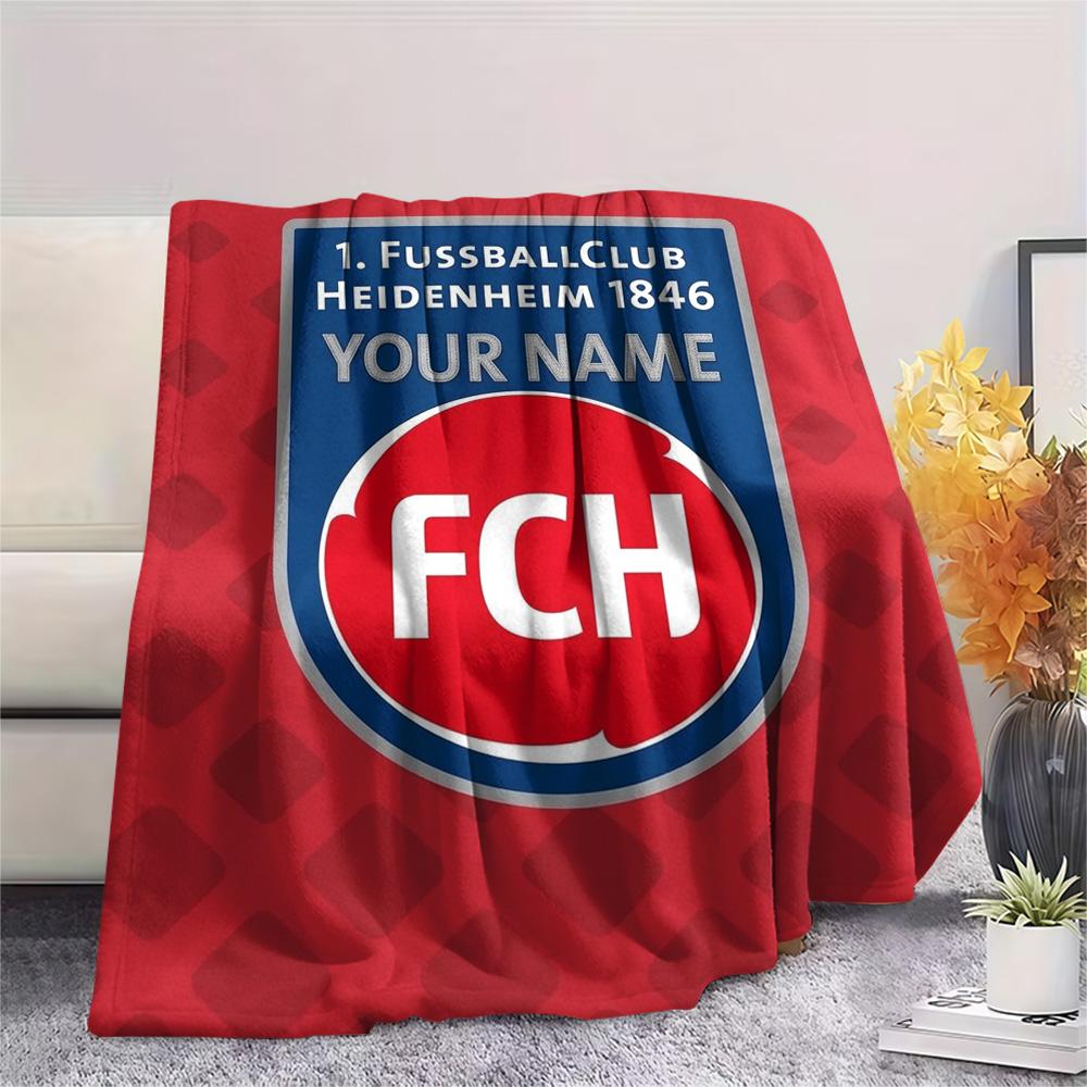 1PC Fc Heidenheim Crest Custom Name Patterned Flannel Blanket Suitable For All Seasons For Home Decor Warmth And Comfort Gifts Holiday Present