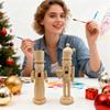 Unpainted Xmas Nutcracker Figure DIY Blank Nutcracker Soldier Figurine Unfinished Wooden Nutcracker Figure for Christmas Decoration Craft Project