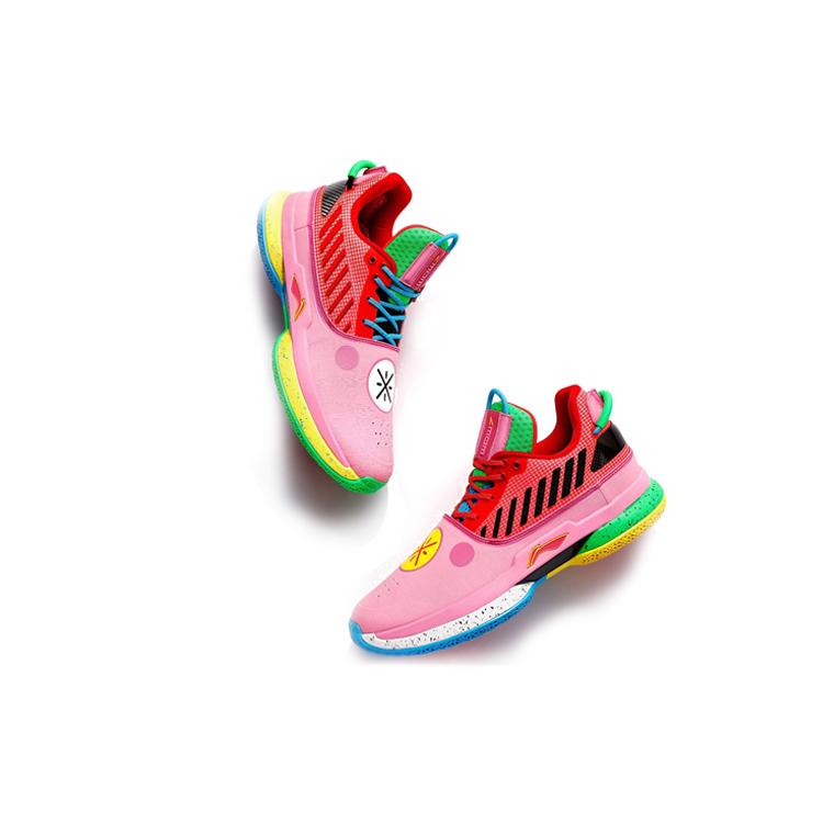Li Ning WOW 7 Амортизирующие Скользкие Устойчивые к истиранию Низкие Баскетбольные Кроссовки Мужские Розовые ABAN079-9