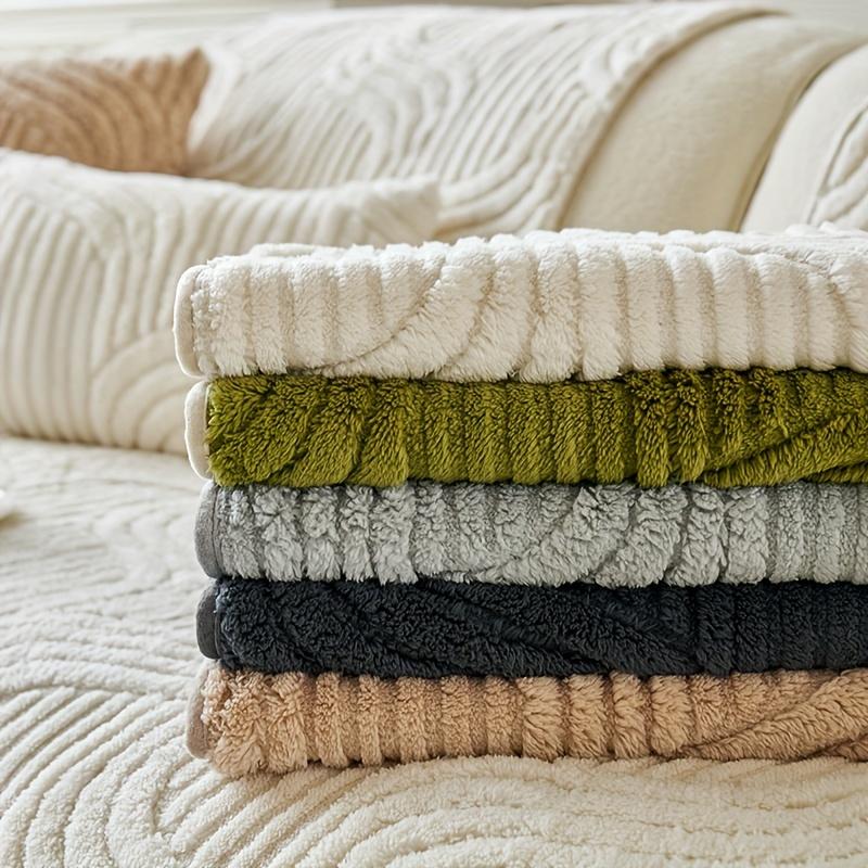 Утолщенный плюшевый чехол для диванной подушки, противоскользящий, роскошный, двусторонний, чехол для дивана, зимний домашний декор, машинная стирка, нескользящий протектор сиденья для дивана, кресла