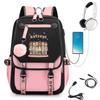 KATSEYE K-pop Cartoon USB Charging Backpack Student Bookbag Lightweight Water-Resistant Laptop Daypack
