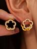 1 Pair Fashionable Commuter Elegant Style Flower with Clover Double Sided Wear Stainless Steel Women's Earrings
