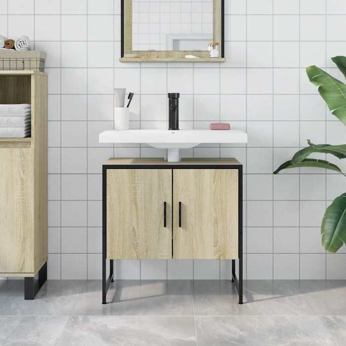 VidaXL Armoire Lavabo de Salle de Bain, Placard sous Vasque avec Porte, Meuble de Rangement, Organisateur de Toilette 842457