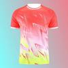 Sports Style Gradually Changing Color 3D Digital Printing Men's Casual and Comfortable Round Neck Short Sleeved T-shirt