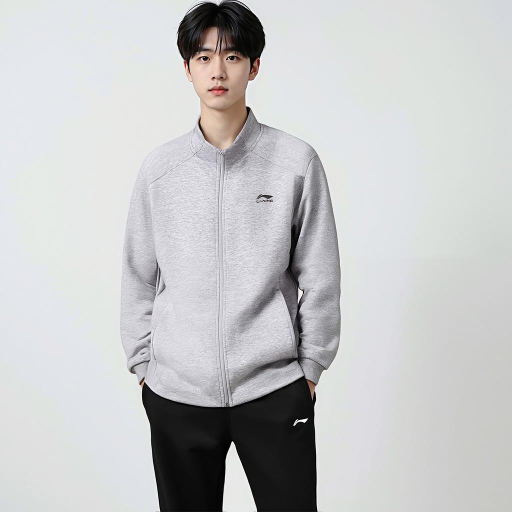 Толстовки Li Ning Унисекс Серо-меланжевый Средняя AWDVH81-2