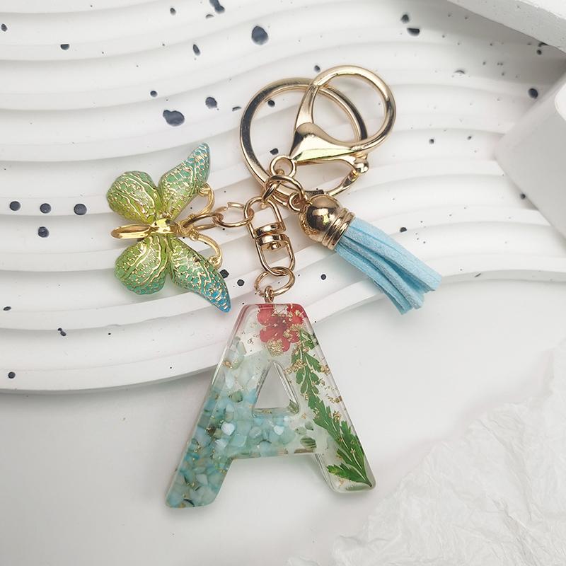 AZ Dreamy Sequin Letters Брелок для женщин Подвеска-бабочка с кисточками Инициал Брелок для кошелька Подвеска для сумок Амулеты Автомобильный брелок