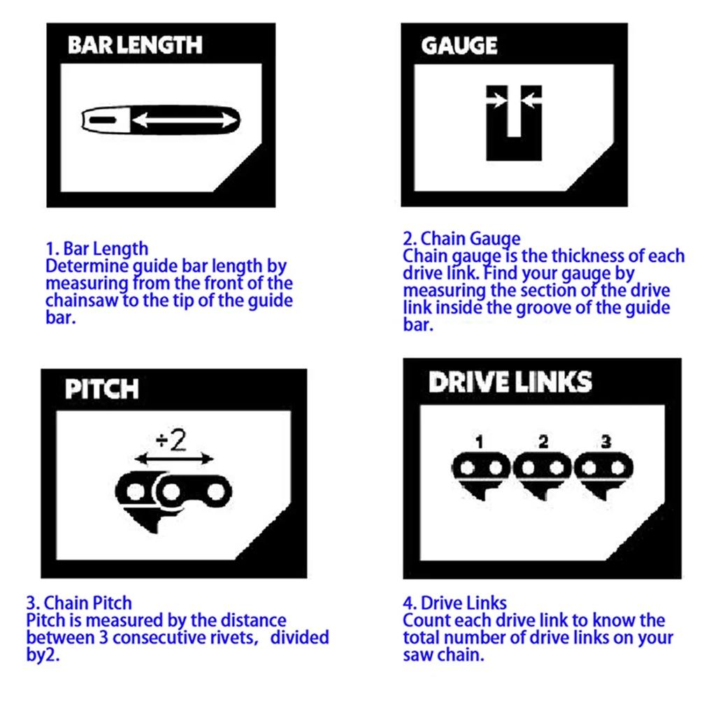 Цепь бензопилы 4 дюйма 6 дюймов 8 дюймов 1/4" .043" 28/37/45/48 DL полудолото электрическая цепная пила часть электроинструмент аксессуар замена