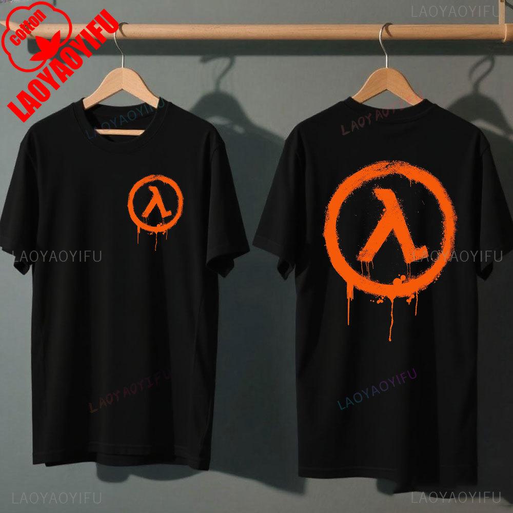 Half Life Classics Logo Lambda in Tops & Tees Cotton T-shirt Vintage Unisex Clothing Graphic T Shirts Streetwear Shirts