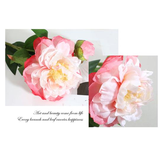 Искусственные Цветы 2 Головки Шелковые Ветки Пиона Регулируемые Пластиковые Стебли Реалистичные Жилки Мягкий Цветовой Градиент Долговечные Декор для Дома Отеля Свадьбы
