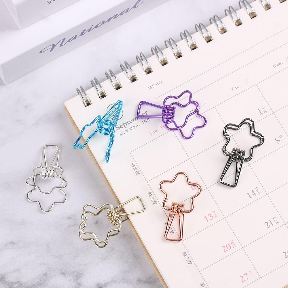 Fashion Metal School Stationery Solid Color Fish Clip Hollowed Out Design Binder Clip Office Supply