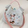 Мультяшная вышивка, мягкая, симпатичная сумка-мессенджер, большая вместительная сумка через плечо, стеганая хлопковая сумка для поездок на работу