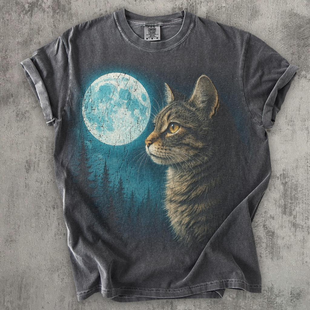Vintage Cat 90s Graphic Tee Shirt, Cats Lover T-shirt, Y2K Nature Moon Shirt, Nostalgia Unisex Cotton, Gag Gifts, Comfort Colors
