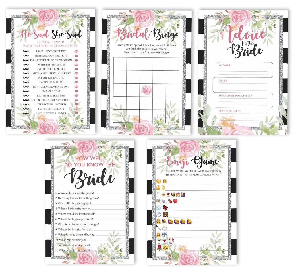 Набор игр Inkdotpot Bridal Shower из 5 штук (Мероприятия для 50 гостей) Цветочная тематика веселый набор игр для девичника