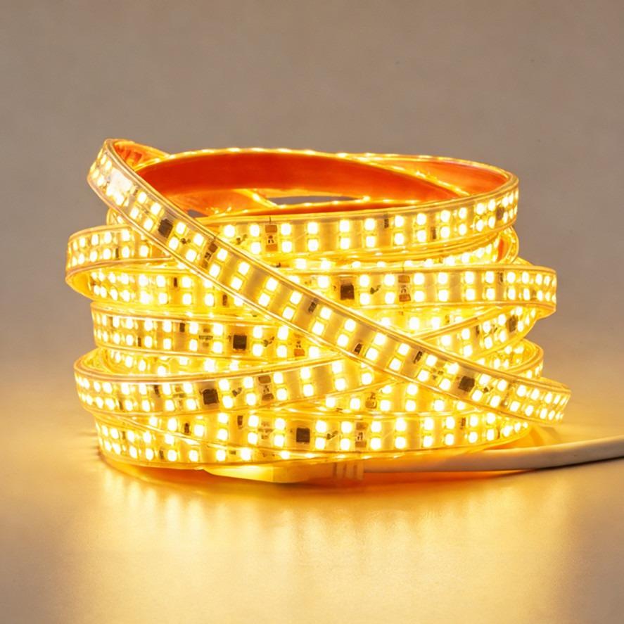 Светодиодная лента SMD 2835, ширина 12 мм, 240 светодиодов/м, AC220В, гибкая, разрезаемая, мягкое освещение, IP68, водонепроницаемая, теплый/нейтральный/белый свет, с EU вилкой