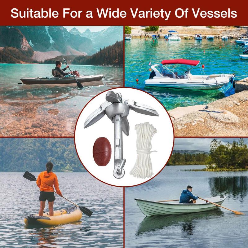 Якорная система для каяка Компактная якорная система для каяка Прочная Вытягиваемая Быстросъемные аксессуары для лодки Для рыбалки и каякинга