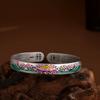 Vintage Lotus Copper Bangle Adjustable Cloisonne Open Bangle Fashion Chinese Style Bracelets Party