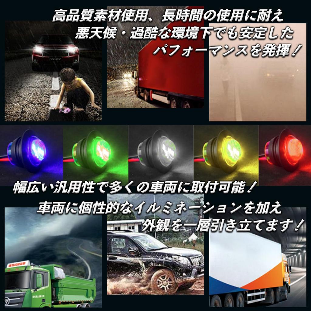 HTharros LED Side Marker Lamps, 24V Yellow Car Width Light Round 3LED 20 Pack for Truck, Trailer, Bus, Yellow