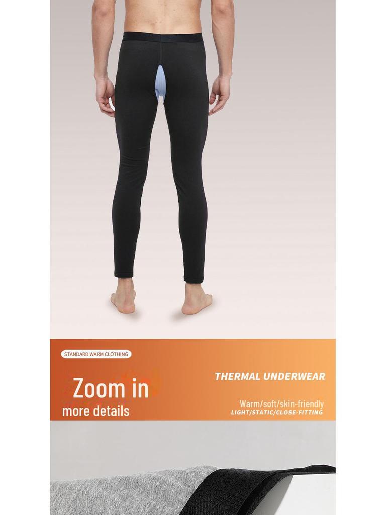 Men's Open Crotch Cotton Thermal Leggings for Middle-Aged & Elderly